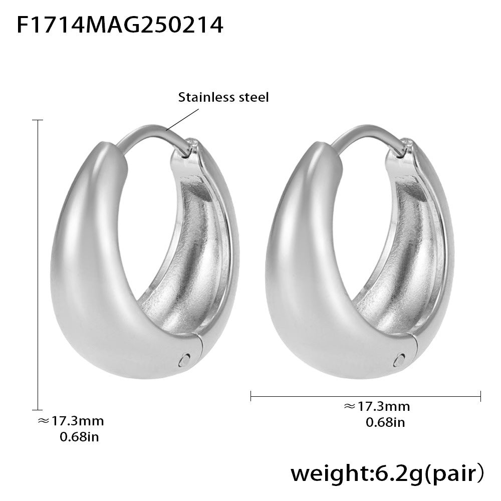 316L stainless steel Mixed Metal Two-Tone Teardrop Huggie Hoop Earrings close-up detail view for wholesale earrings buyers