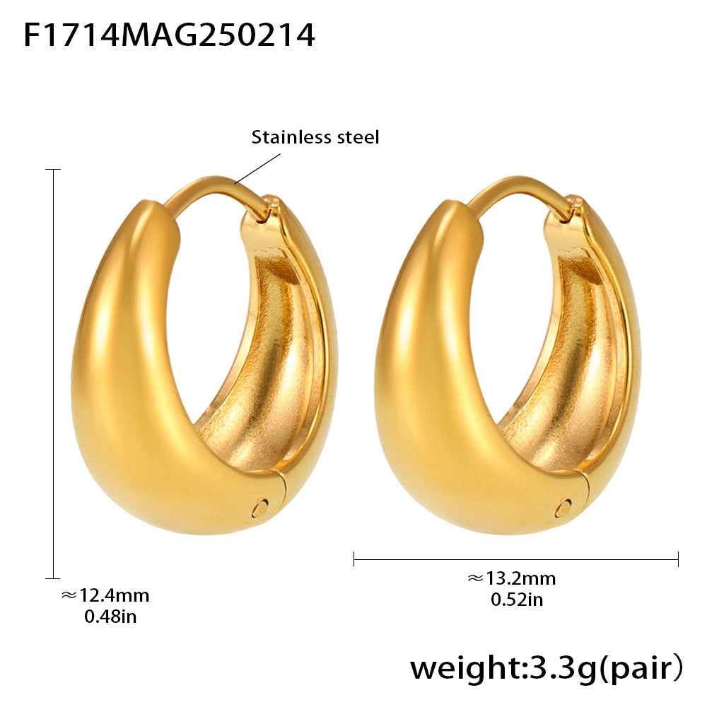 316L stainless steel Mixed Metal Two-Tone Teardrop Huggie Hoop Earrings flat lay display for wholesale earrings buyers