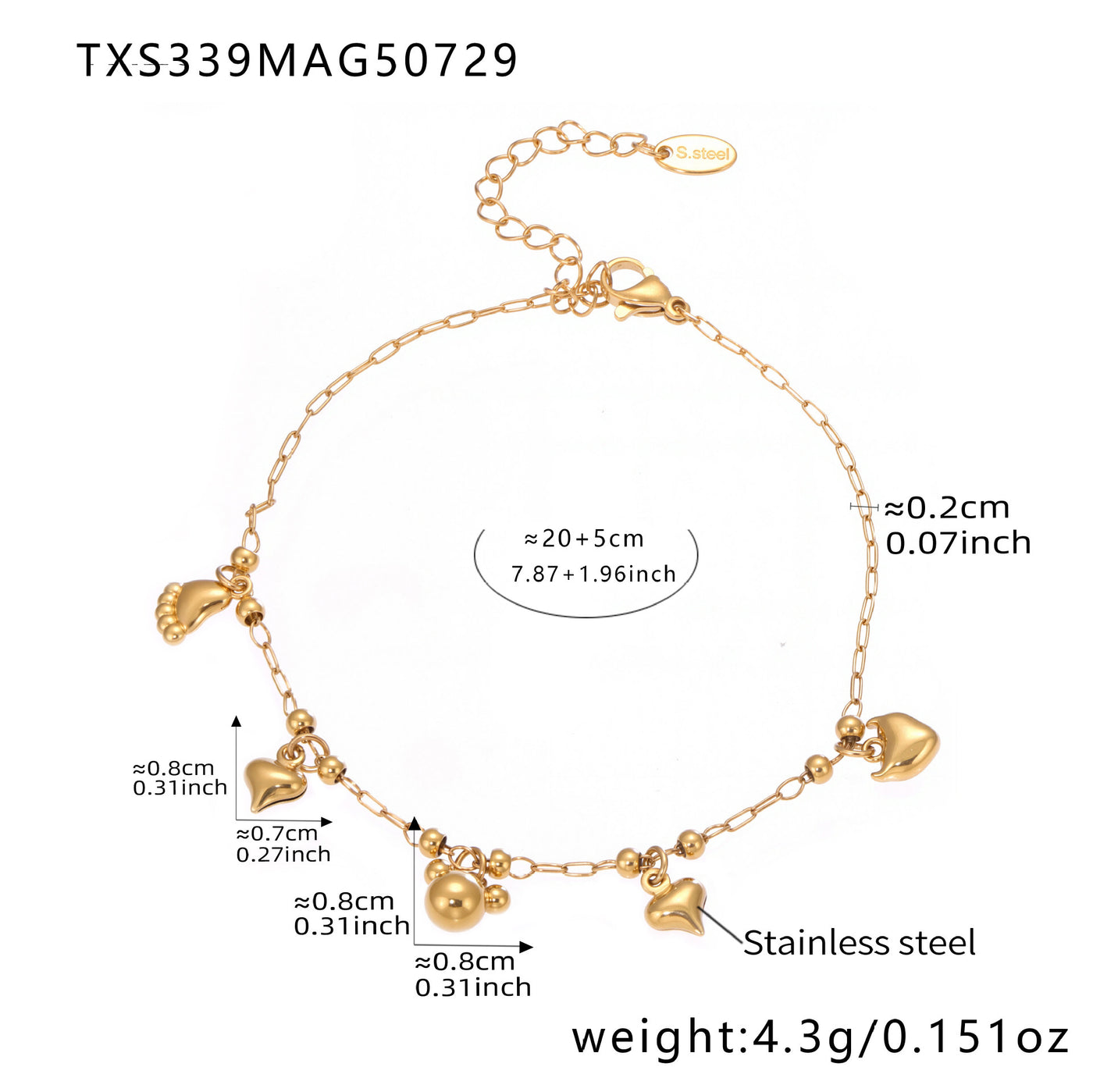 316L Stainless Steel Playful Bear & Elegant Y-Shape Tassel Necklace, Bracelet & Anklet - Image 9