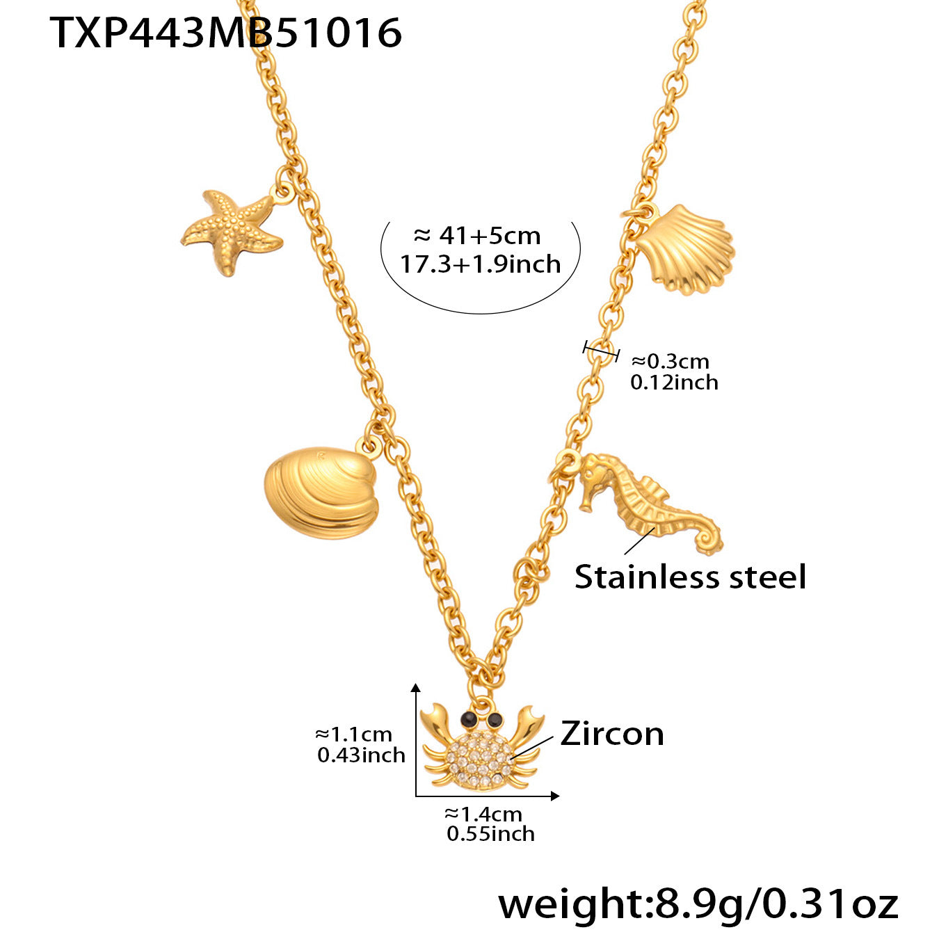 316L stainless steel Playful Ocean & Fruit Charm Collection main product view for wholesale jewelry buyers