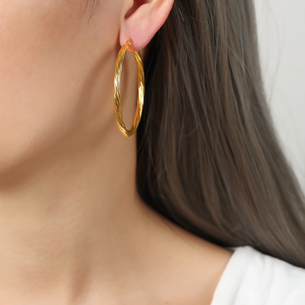 316L Stainless Steel Polished Statement Hoop Earrings - Image 5