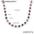 Steel / Rainbow Zircon Necklace