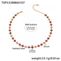 TXP533-Red Zircon Flower Necklace 35.5+7cm
