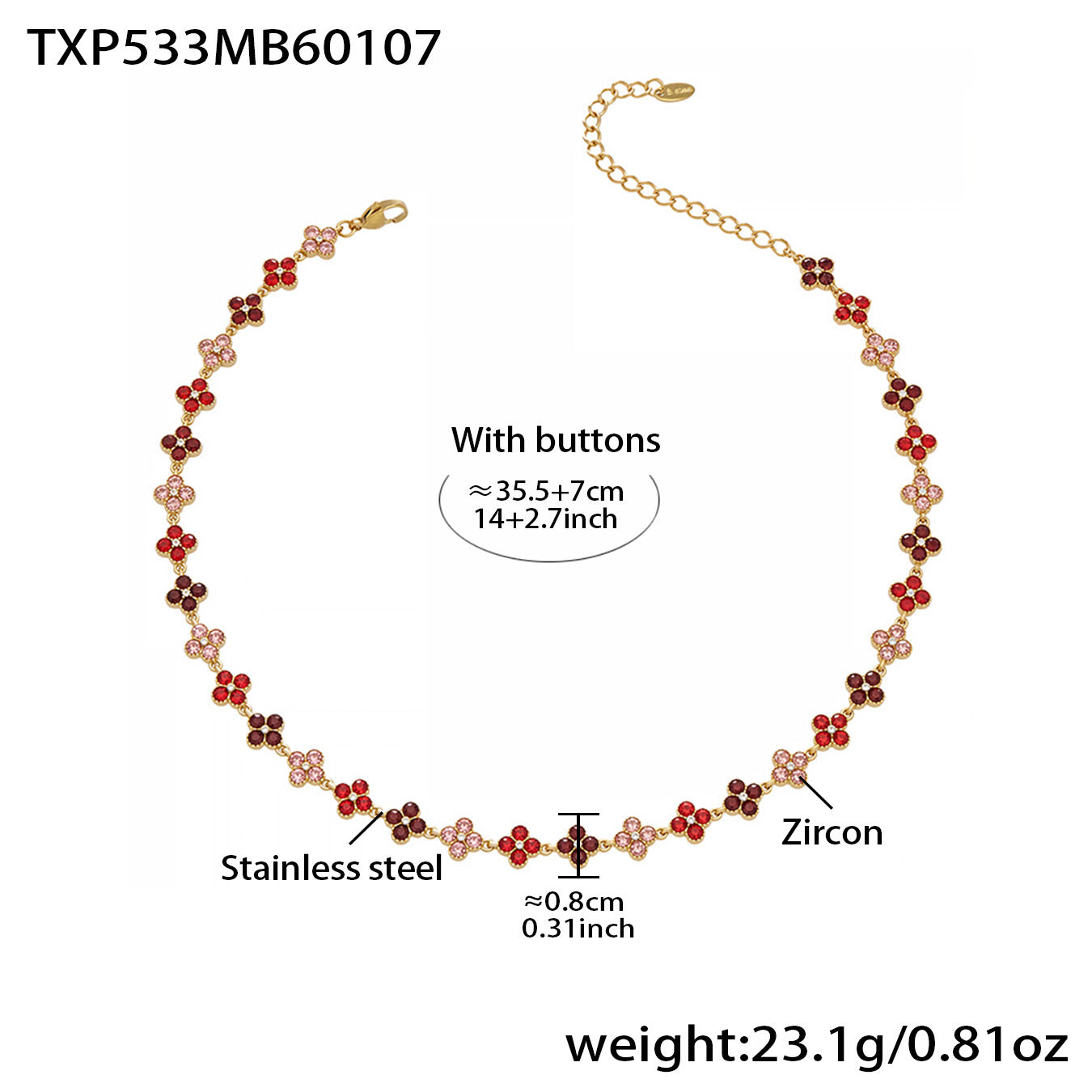 316L Stainless Steel Dopamine Four-Leaf Zircon Jewelry Set – Ring Necklace Bracelet Earrings