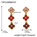 Red Zircon Flower Drop Earrings