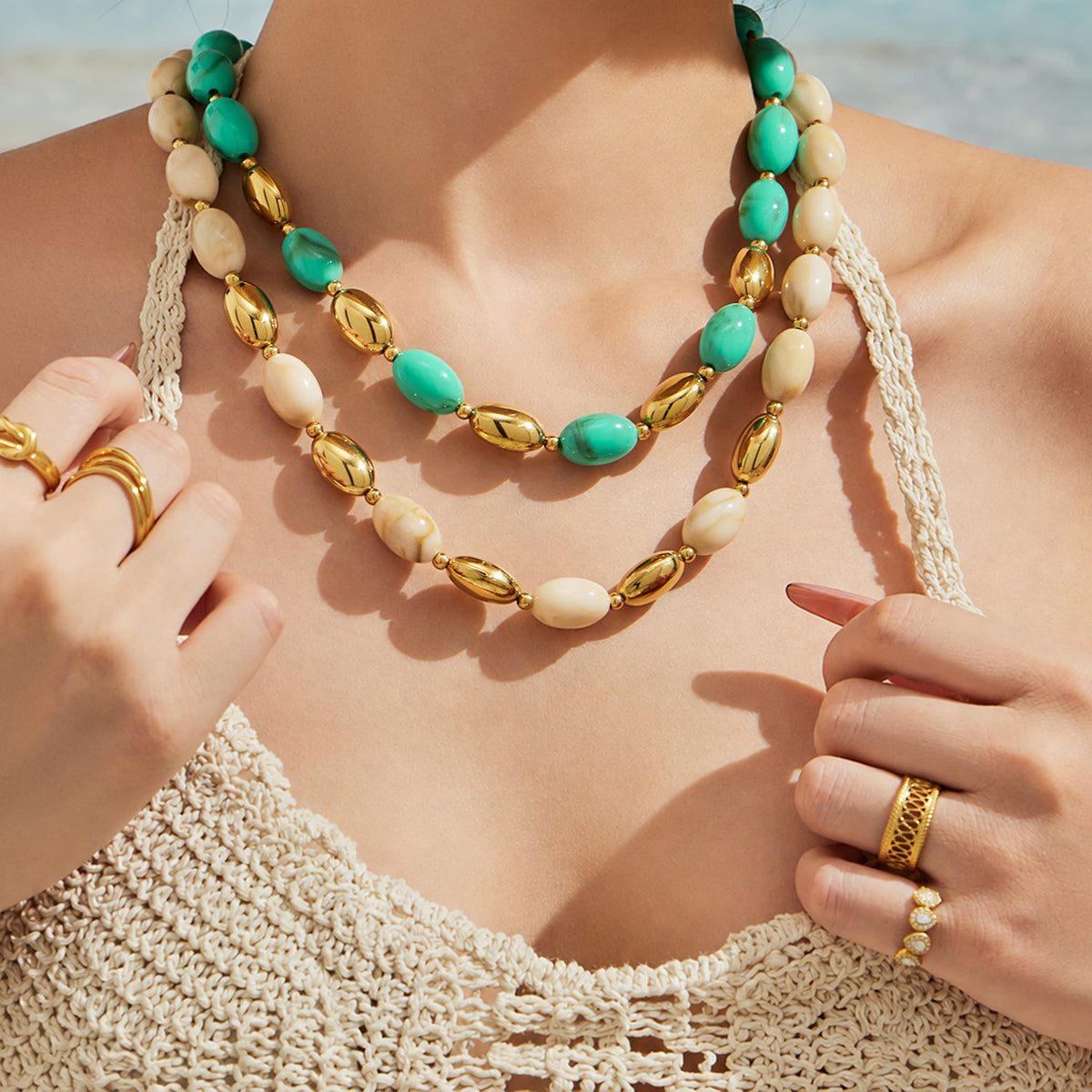 316L Stainless Steel 18K PVD Gold Resin Jewelry Bracelet and Necklace Collection made with 316L stainless steel and 18K PVD gold finish for wholesale jewelry buyers - image 11