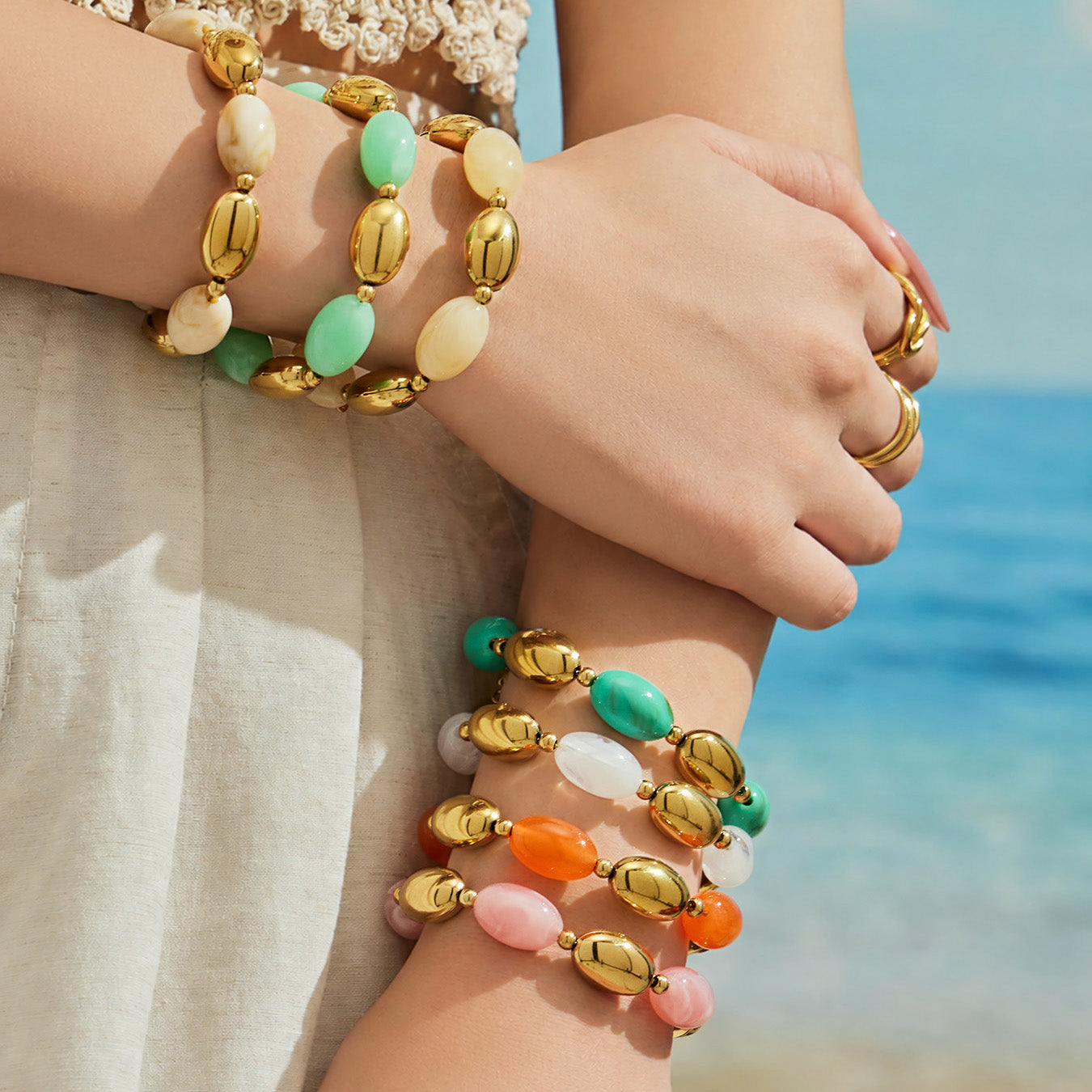 316L Stainless Steel 18K PVD Gold Resin Jewelry Bracelet and Necklace Collection made with 316L stainless steel and 18K PVD gold finish for wholesale jewelry buyers - image 13