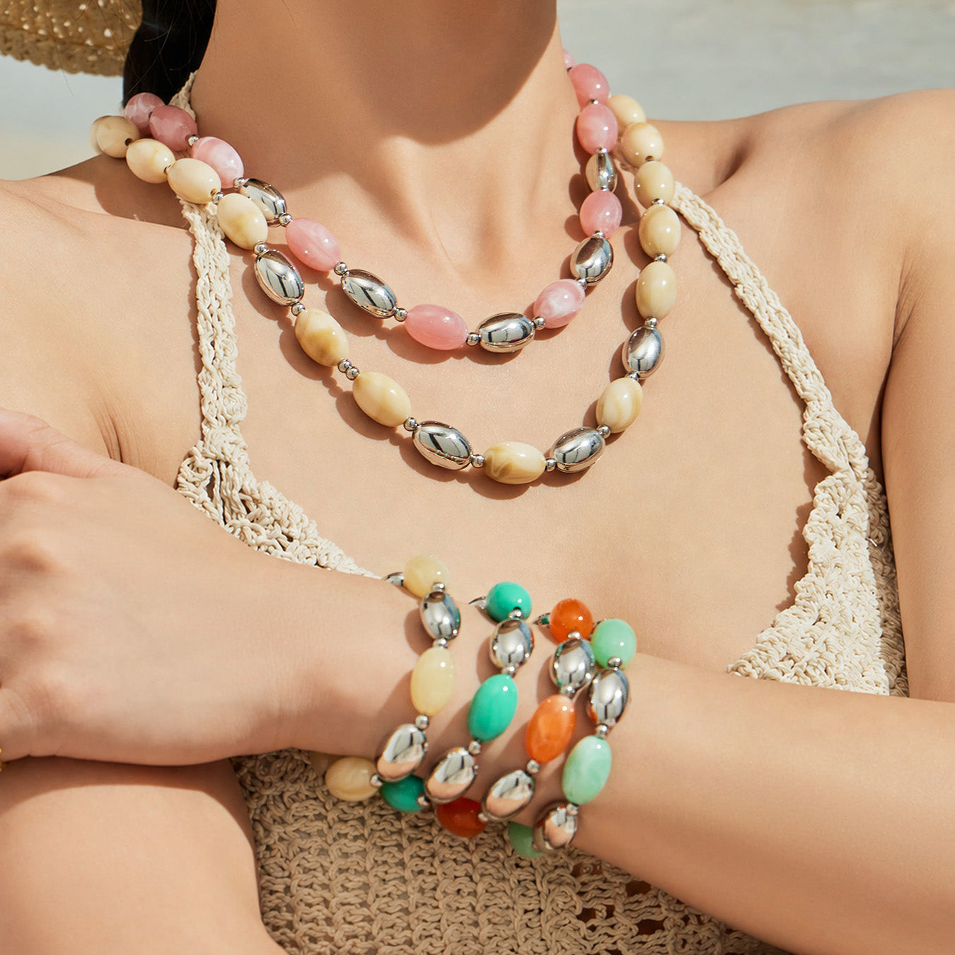 316L Stainless Steel 18K PVD Gold Resin Jewelry Bracelet and Necklace Collection made with 316L stainless steel and 18K PVD gold finish for wholesale jewelry buyers - image 15