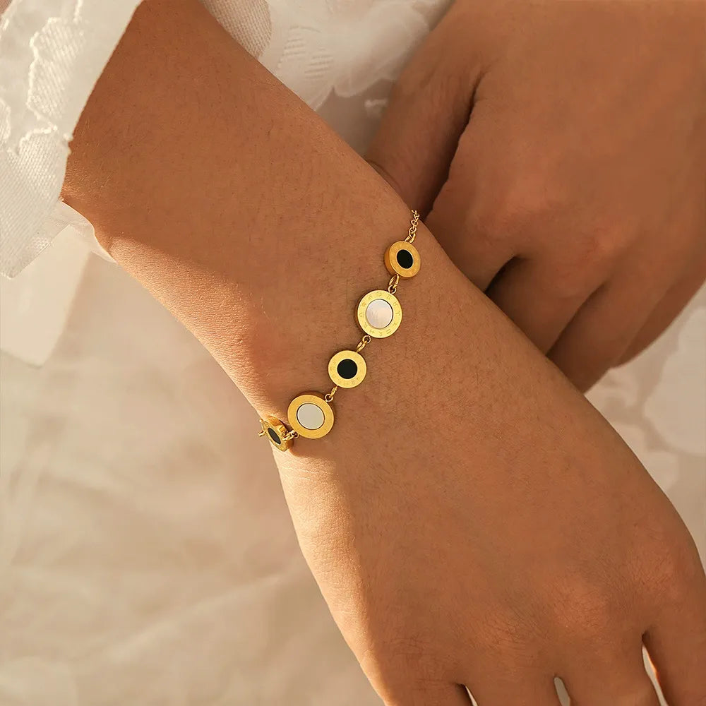 316L Stainless Steel Reversible Roman Numeral Charm Bracelet - Image 5