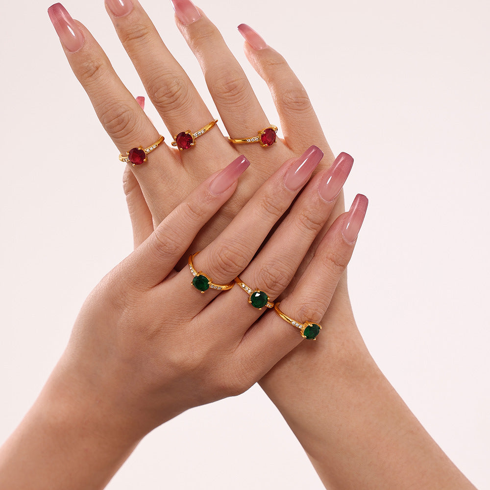 316L Stainless Steel 18K PVD Gold Rosy Zirconia Adjustable Ring made with 316L stainless steel and 18K PVD gold finish for wholesale jewelry buyers - image 3