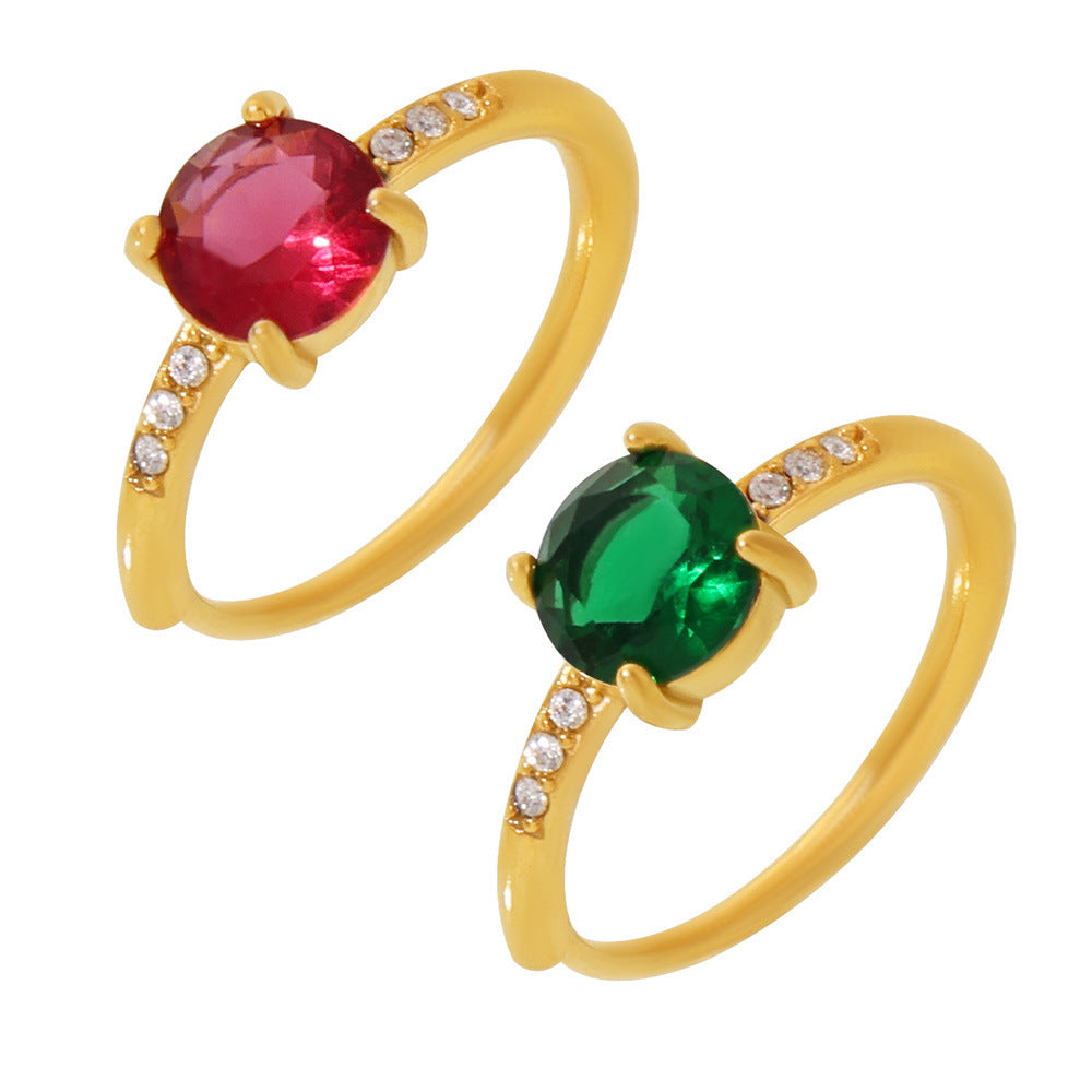 316L Stainless Steel 18K PVD Gold Rosy Zirconia Adjustable Ring made with 316L stainless steel and 18K PVD gold finish for wholesale jewelry buyers - image 5
