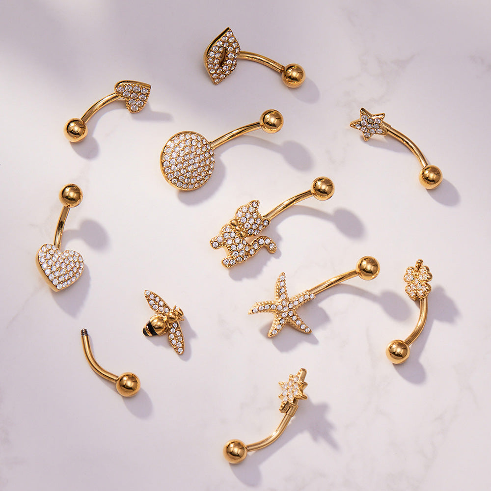 Mixed 316L stainless steel CZ navel piercing jewelry collection, bulk wholesale body jewelry supply