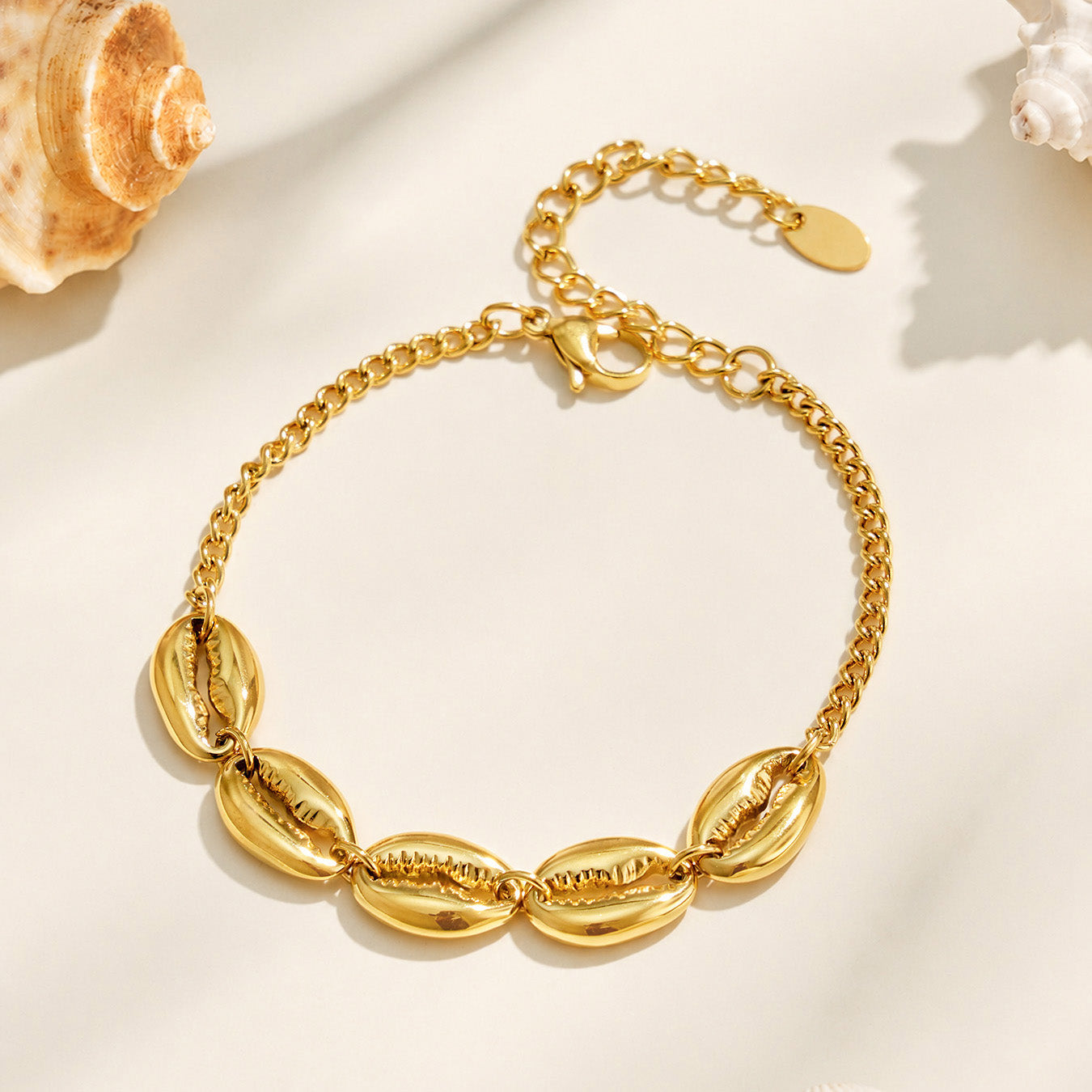 316L Stainless Steel 18K PVD Gold Shell Bracelet made with 316L stainless steel and 18K PVD gold finish for wholesale jewelry buyers - image 5
