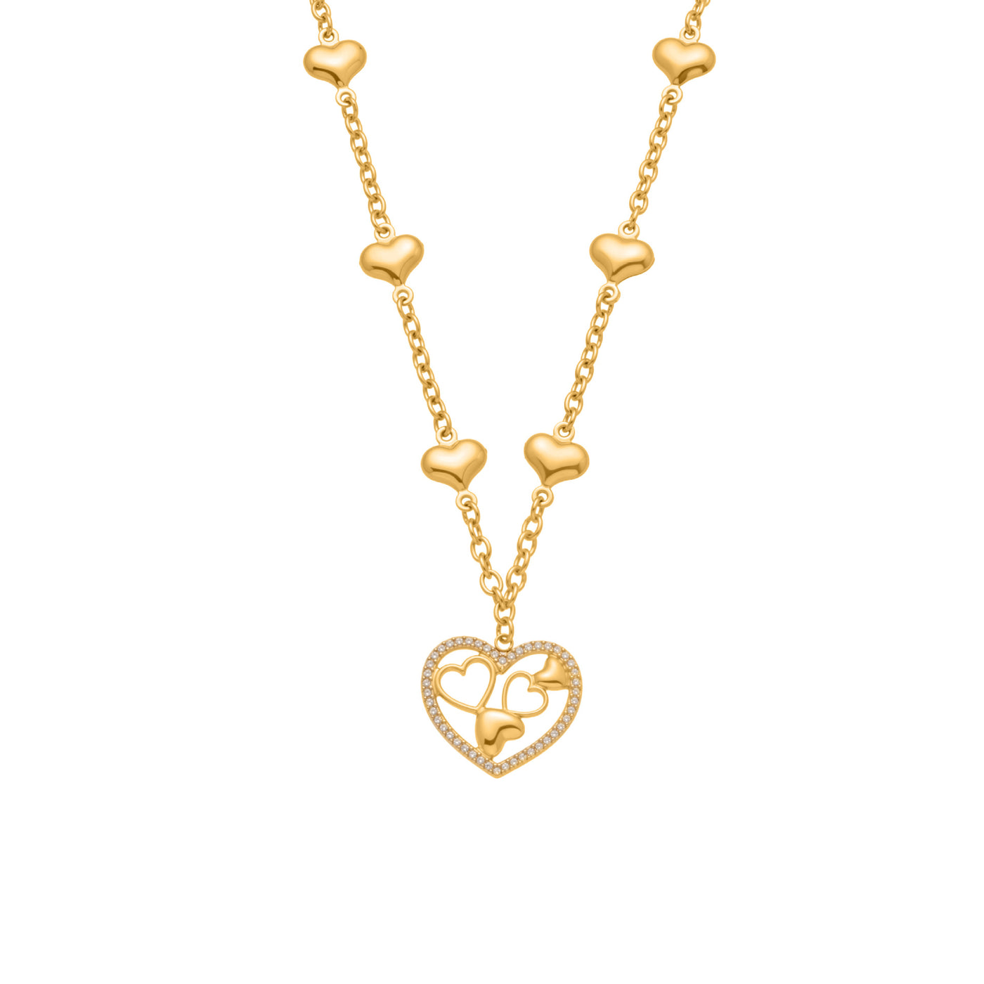 316L Stainless Steel Sparkling 5A Zircon Large Cut-Out Heart Pendant Necklace - Image 6