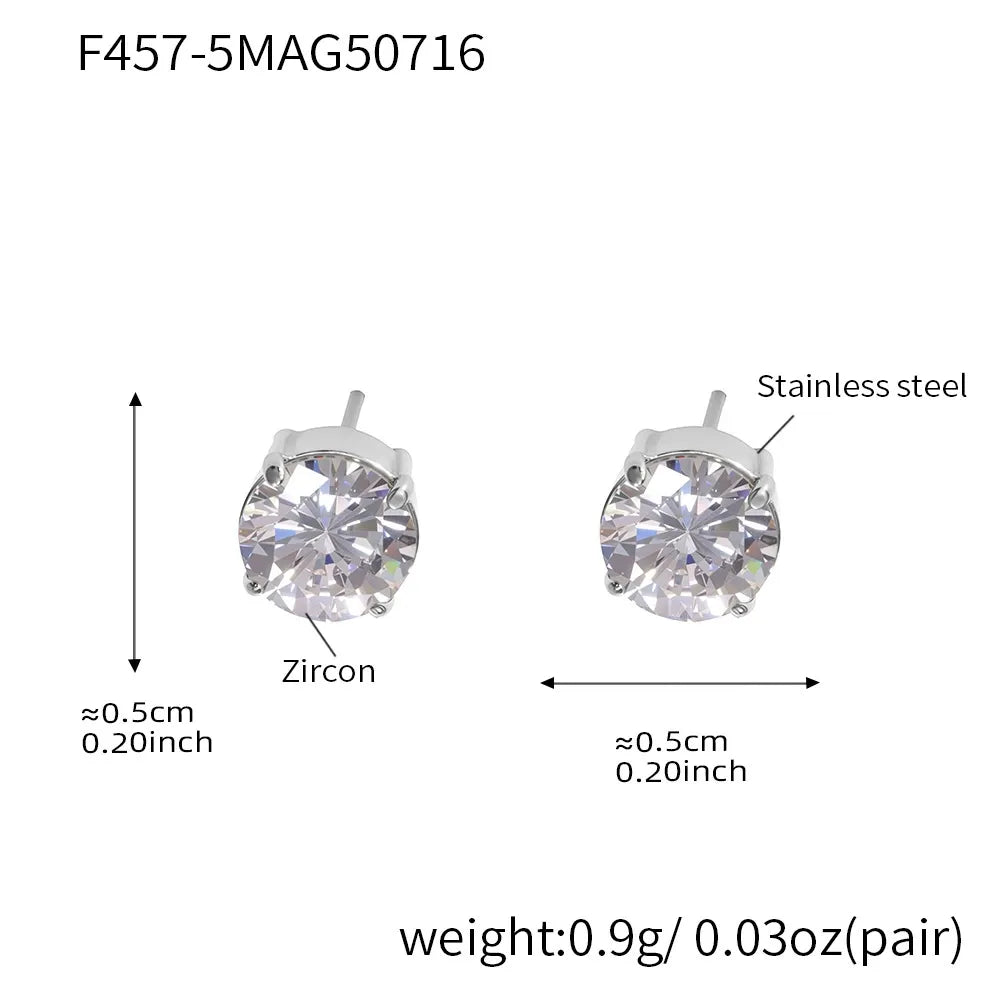 316L stainless steel Sparkling 5A Zircon Minimalist Claw-Set Ear Studs modeled styling view for wholesale earrings buyers