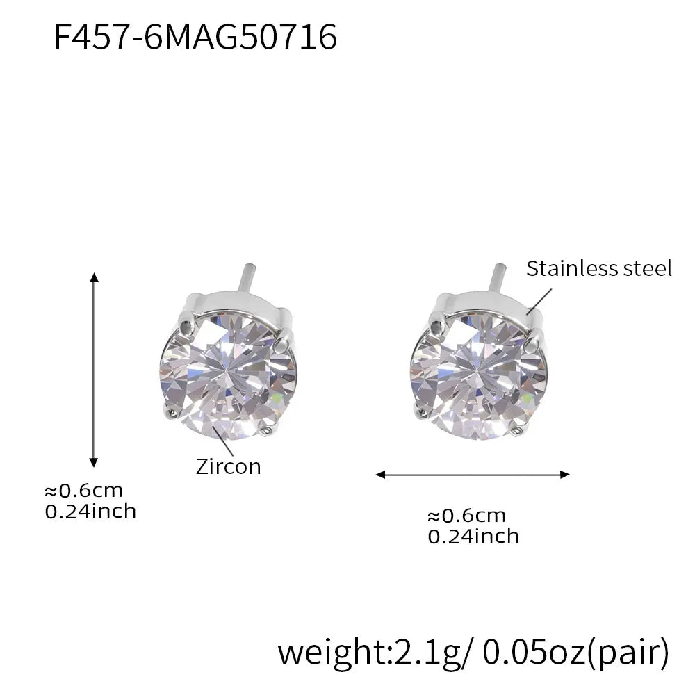 316L stainless steel Sparkling 5A Zircon Minimalist Claw-Set Ear Studs flat lay display for wholesale earrings buyers