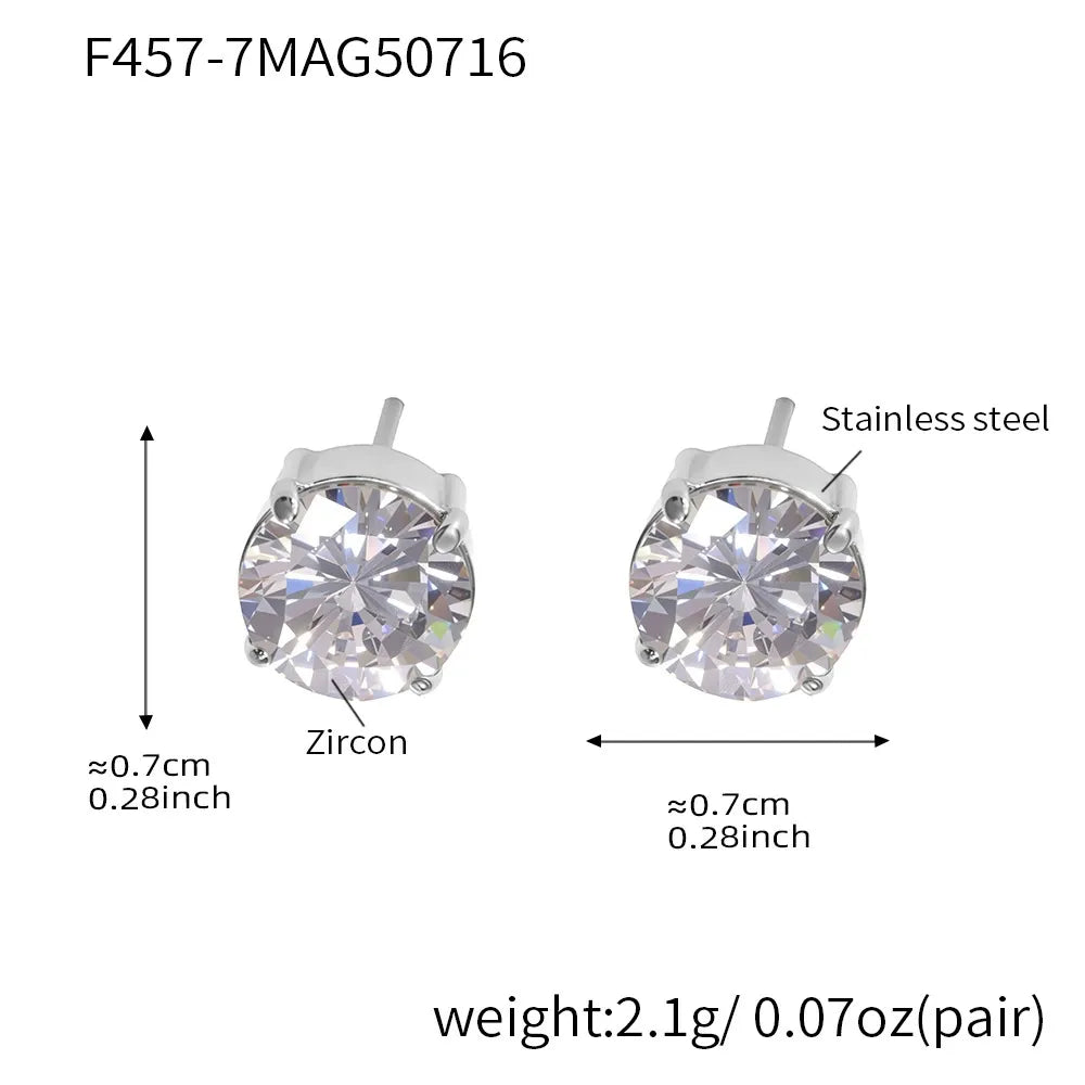 316L stainless steel Sparkling 5A Zircon Minimalist Claw-Set Ear Studs color option display for wholesale earrings buyers