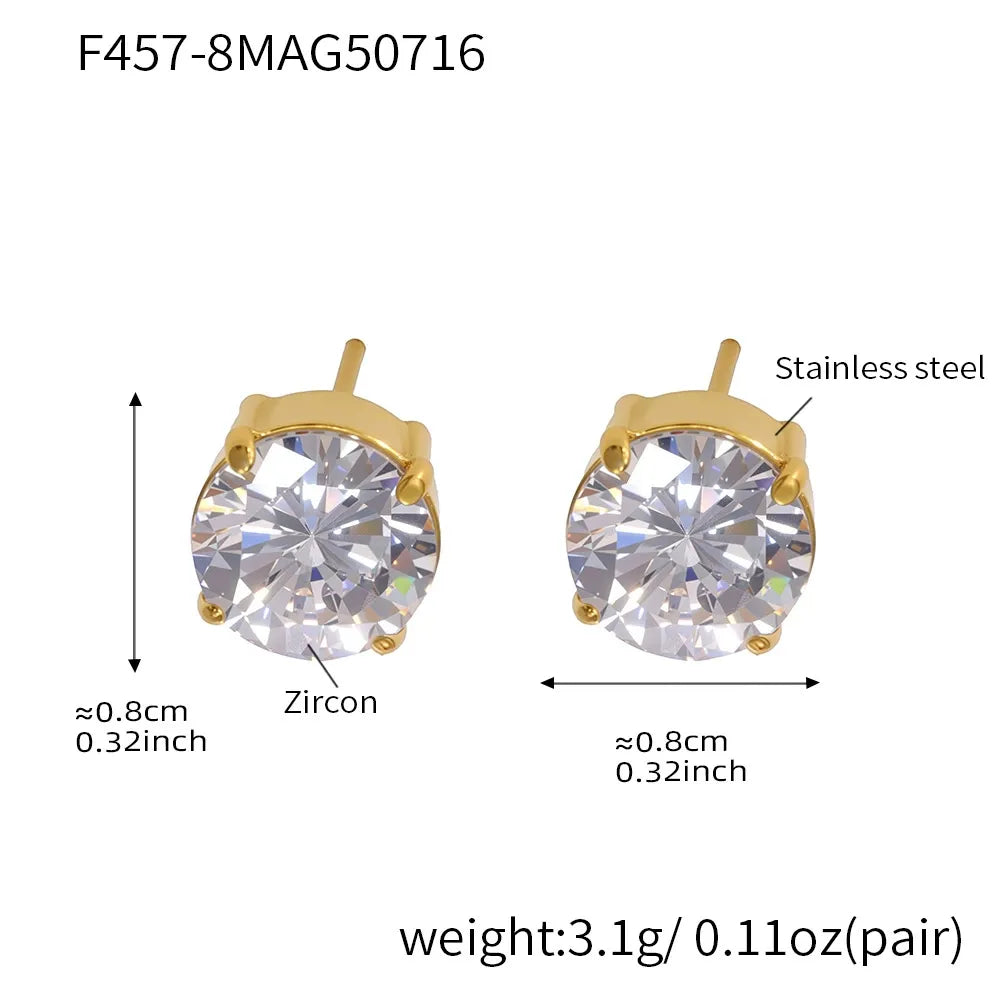 316L stainless steel Sparkling 5A Zircon Minimalist Claw-Set Ear Studs side detail view for wholesale earrings buyers