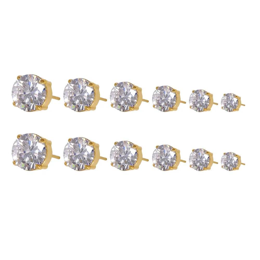 316L stainless steel Sparkling 5A Zircon Minimalist Claw-Set Ear Studs main product view for wholesale earrings buyers