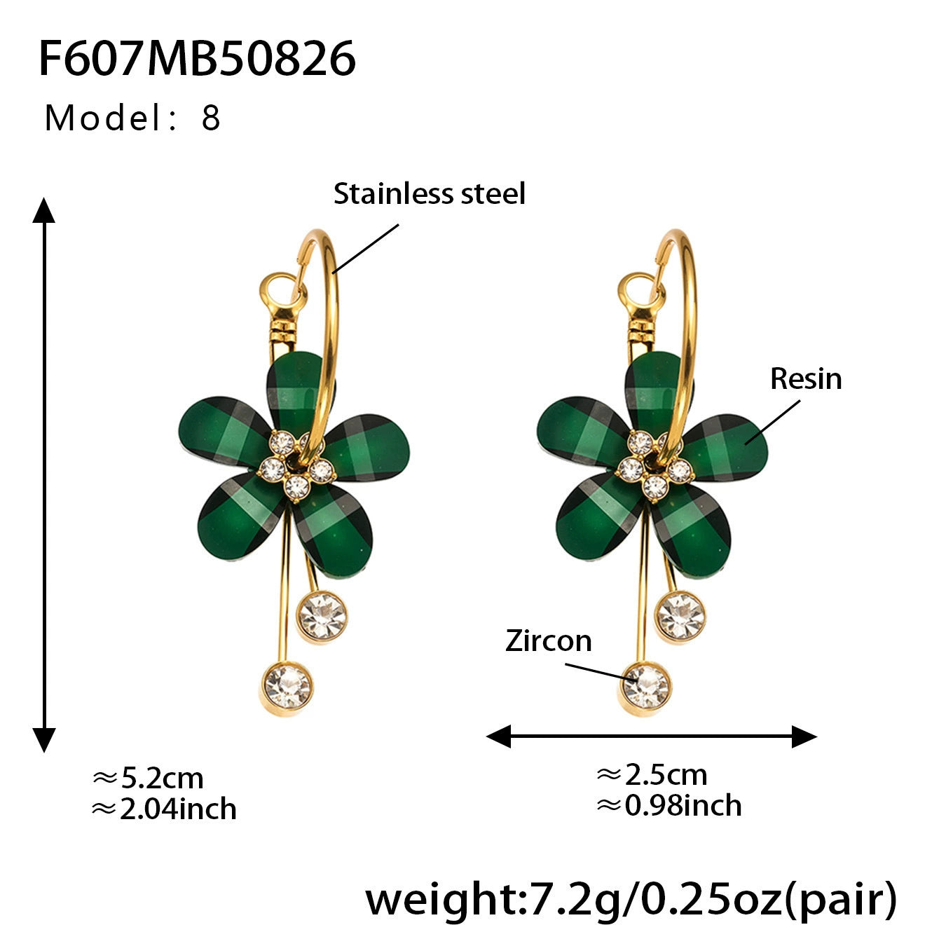 316L Stainless Steel Sparkling Camellia Tassel Hoop Earrings - Image 2