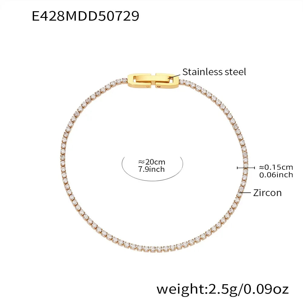 316L Stainless Steel Sparkling Pave Zircon Tennis Bracelet - Image 8