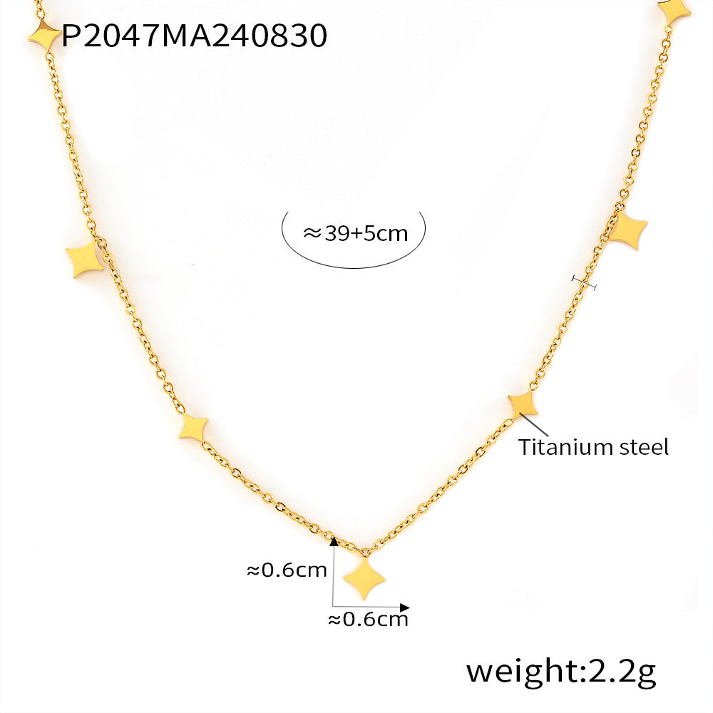 316L Stainless Steel Sparkling Starry Sky Rhombus Dainty Collarbone Necklace - Image 3