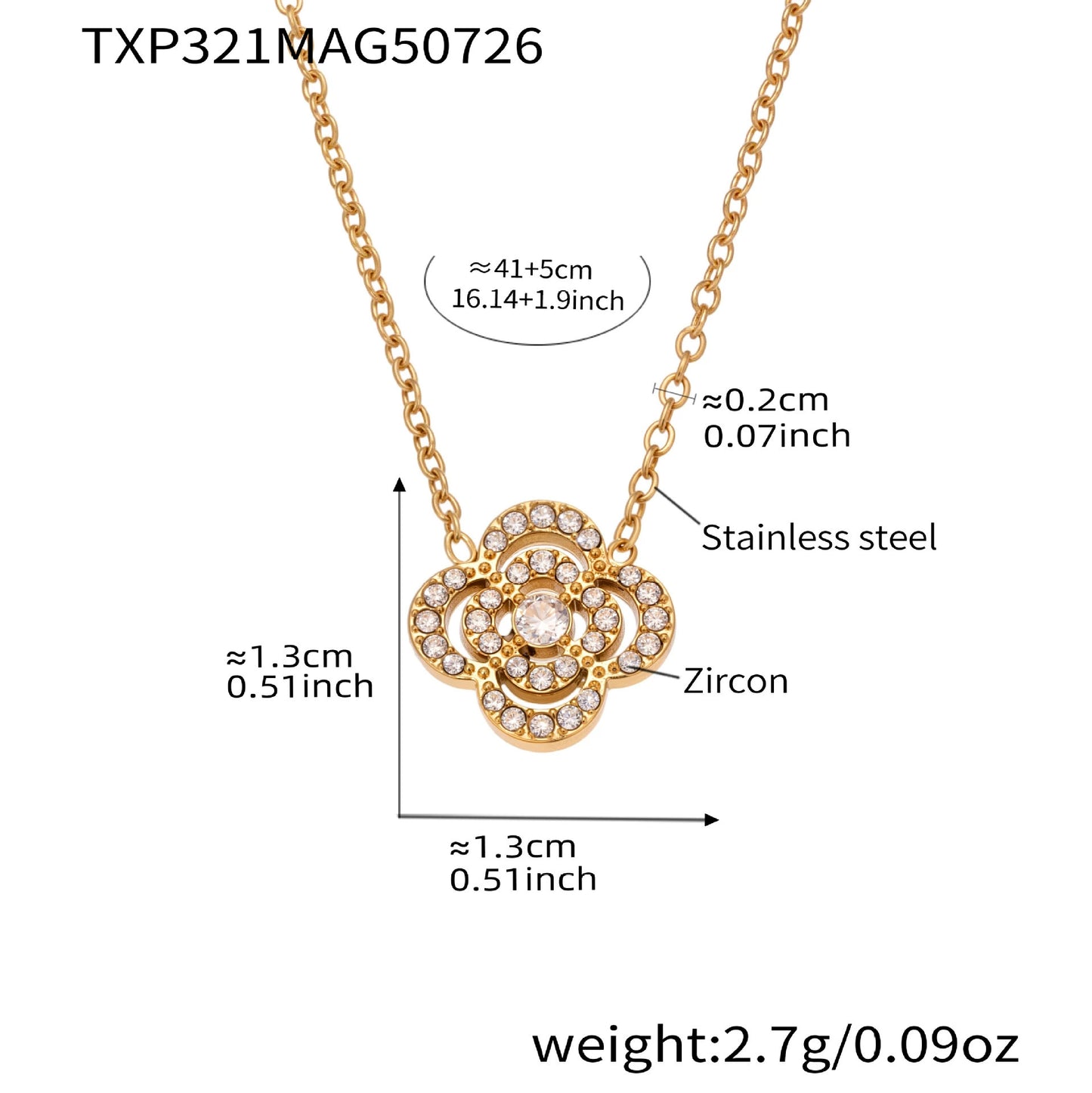 316L Stainless Steel Sparkling Zircon Pavé Four-Leaf Clover & Star Jewelry Collection - Image 6