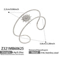Steel Sunburst Zircon Open Cuff Bracelet (Z321) / Bangle