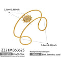 Gold Sunburst Zircon Open Cuff Bracelet (Z321) / Bangle