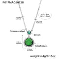 Steel / Green Zircon Necklace 41+5cm