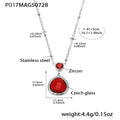 Steel / Red Zircon Necklace 41+5cm