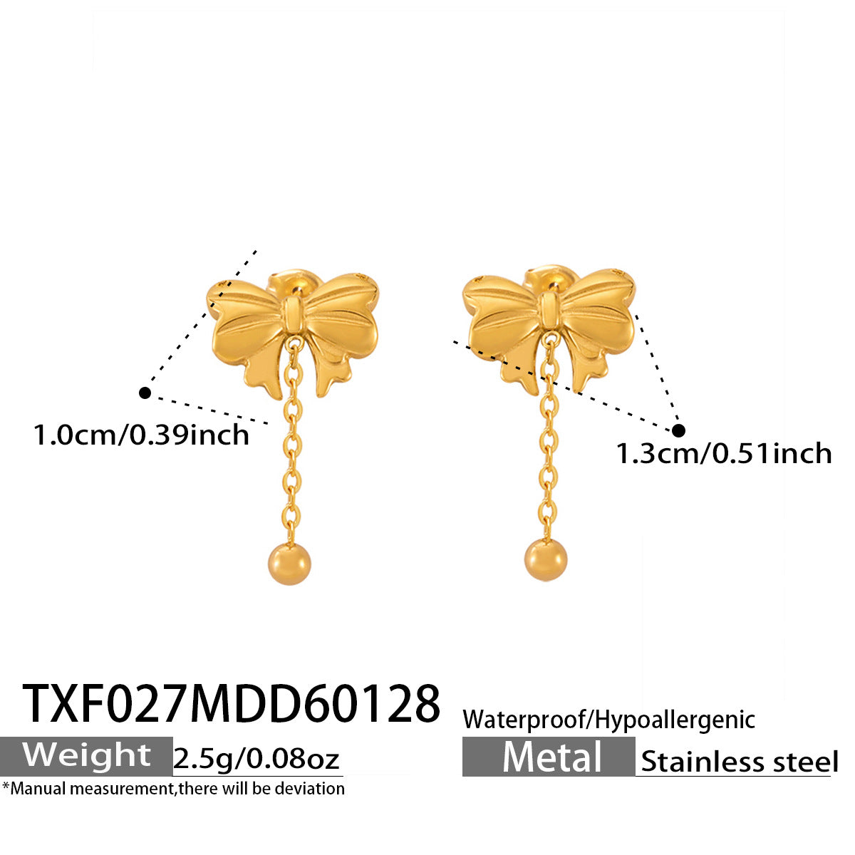 316L Stainless Steel Sweet & Chic Bowknot Heart Tassel Earrings & Necklace Set - Image 12