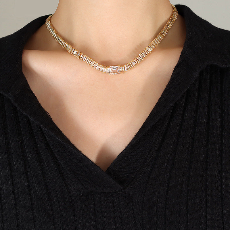 316L Stainless Steel Tarnish-Free Pavé Zircon Dainty Necklace & Bracelet Set - Image 16