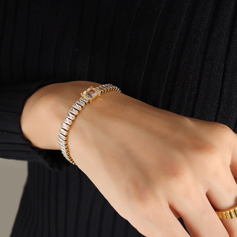 316L Stainless Steel Tarnish-Free Pavé Zircon Dainty Necklace & Bracelet Set - Image 8