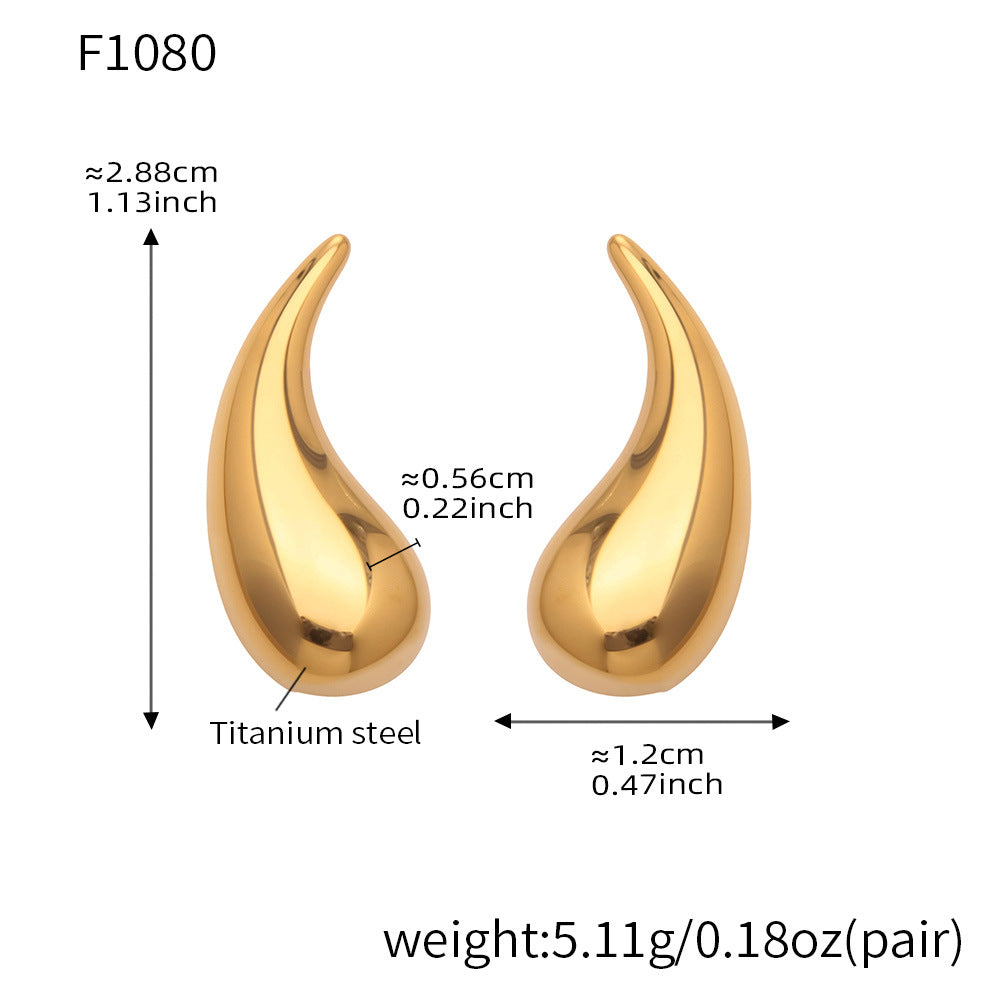 316L Stainless Steel Teardrop Polished Stud Earrings