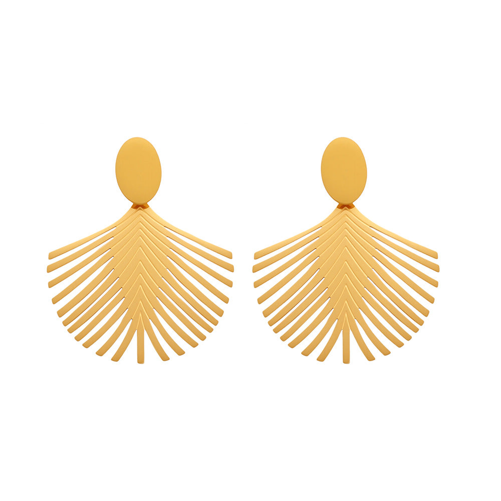 316L Stainless Steel Textured Exaggerated Gold Plated Hoop Earrings - Image 9