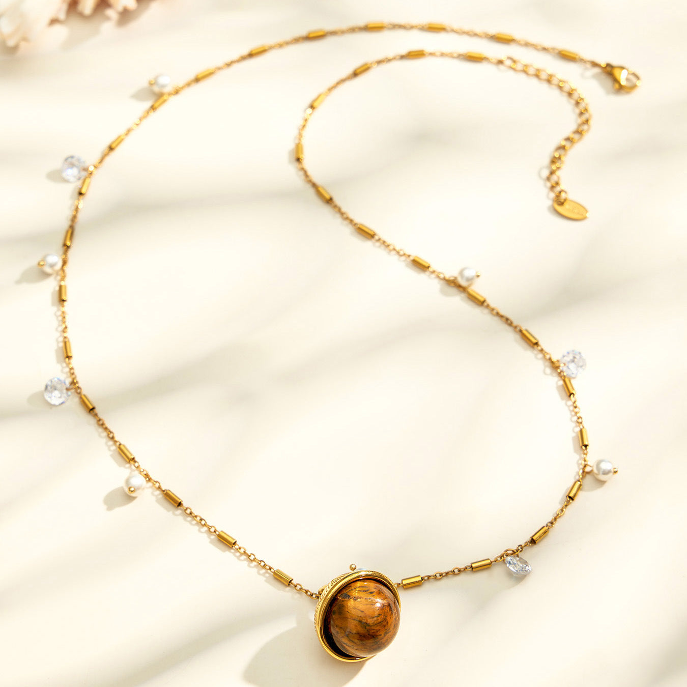 316L Stainless Steel 18K PVD Gold Tiger Eye Necklace made with 316L stainless steel and 18K PVD gold finish for wholesale jewelry buyers - image 14