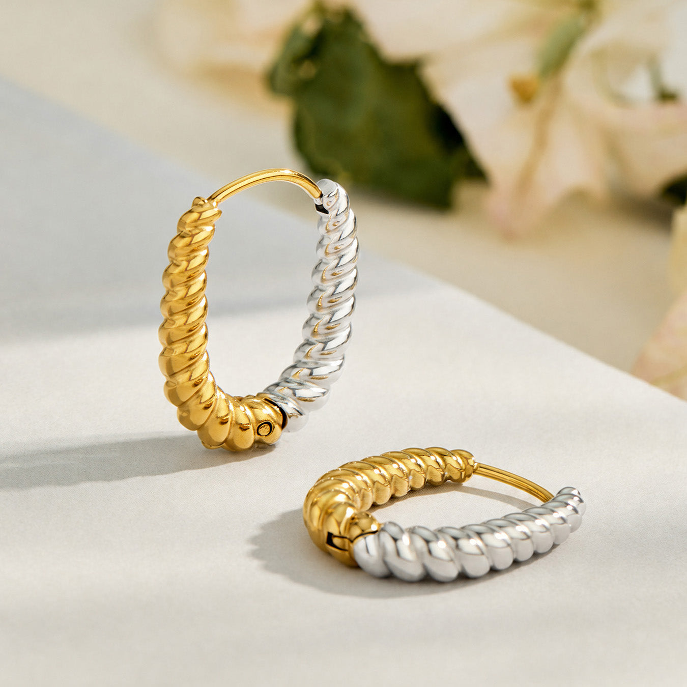 316L Stainless Steel 18K PVD Gold Twisted Hoop Earrings made with 316L stainless steel and 18K PVD gold finish for wholesale jewelry buyers - image 15