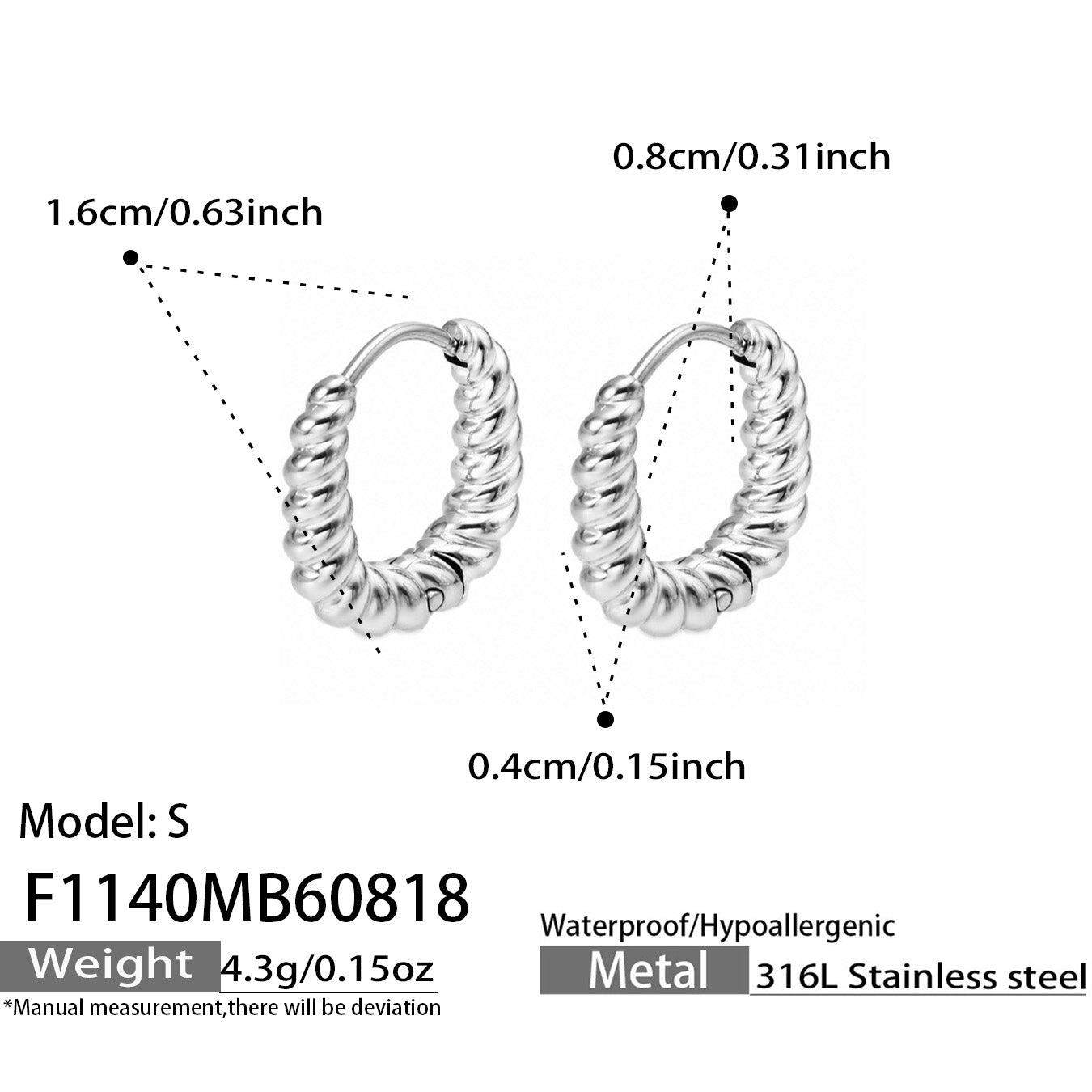 316L Stainless Steel 18K PVD Gold Twisted Hoop Earrings made with 316L stainless steel and 18K PVD gold finish for wholesale jewelry buyers - image 4