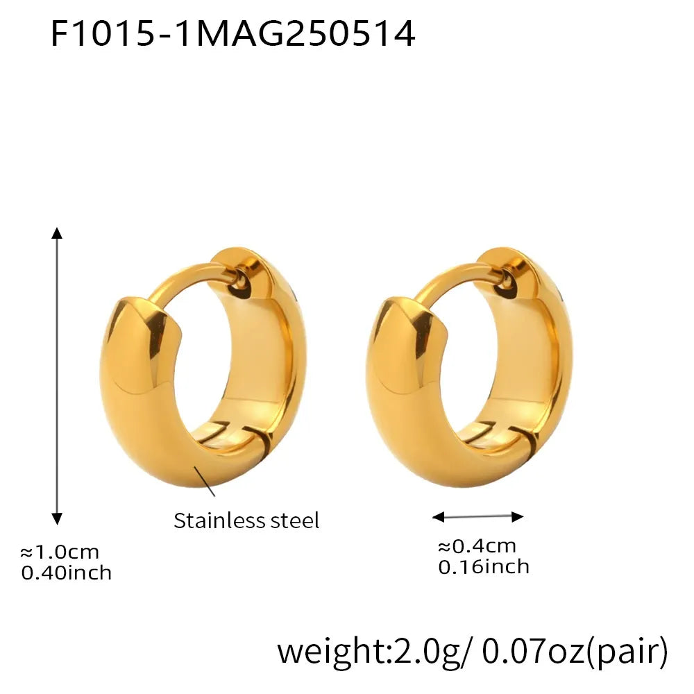 316L Stainless Steel Two-Tone Minimalist Huggie Hoops - Image 5