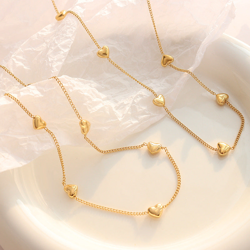 316L Stainless Steel Versatile Sweet Style Heart Necklace & Bracelet Set - Image 12