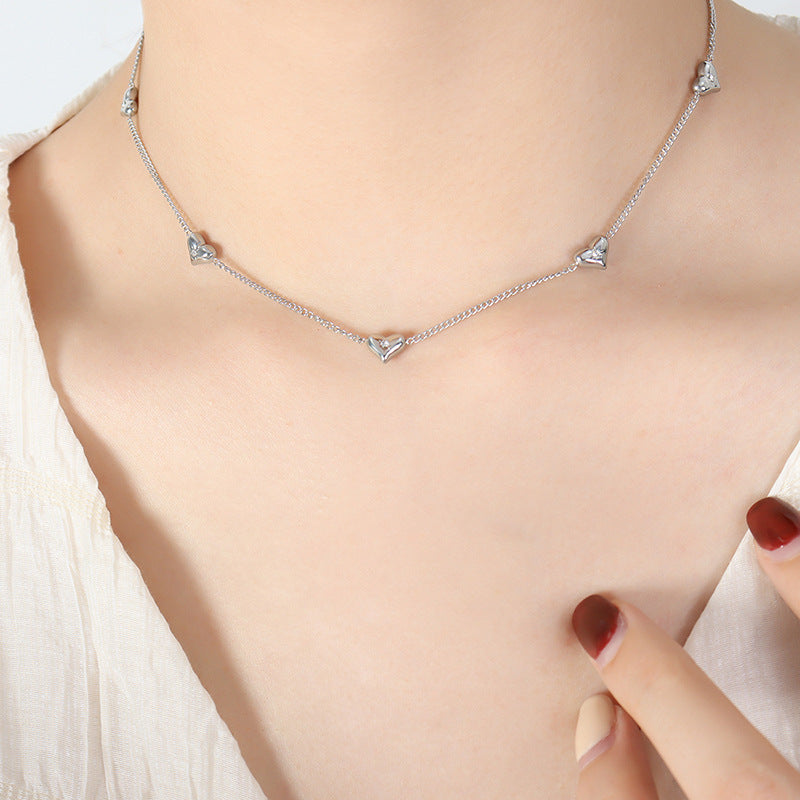316L Stainless Steel Versatile Zircon-Inlaid Heart Jewelry Collection - Image 1
