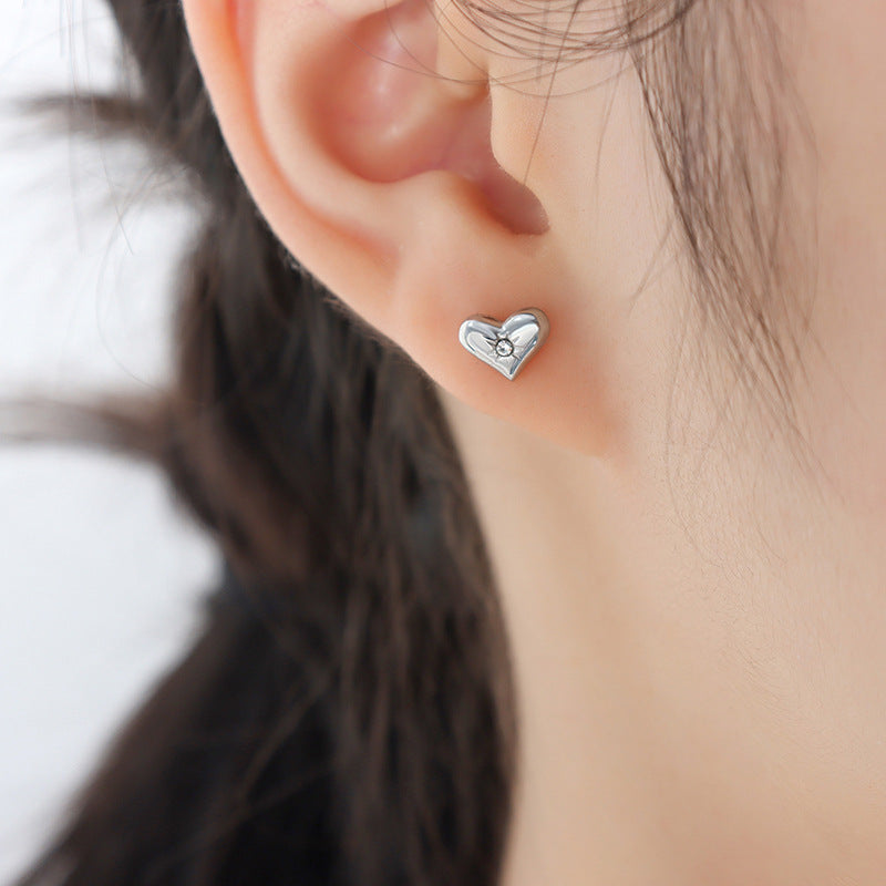 316L Stainless Steel Versatile Zircon-Inlaid Heart Jewelry Collection - Image 6