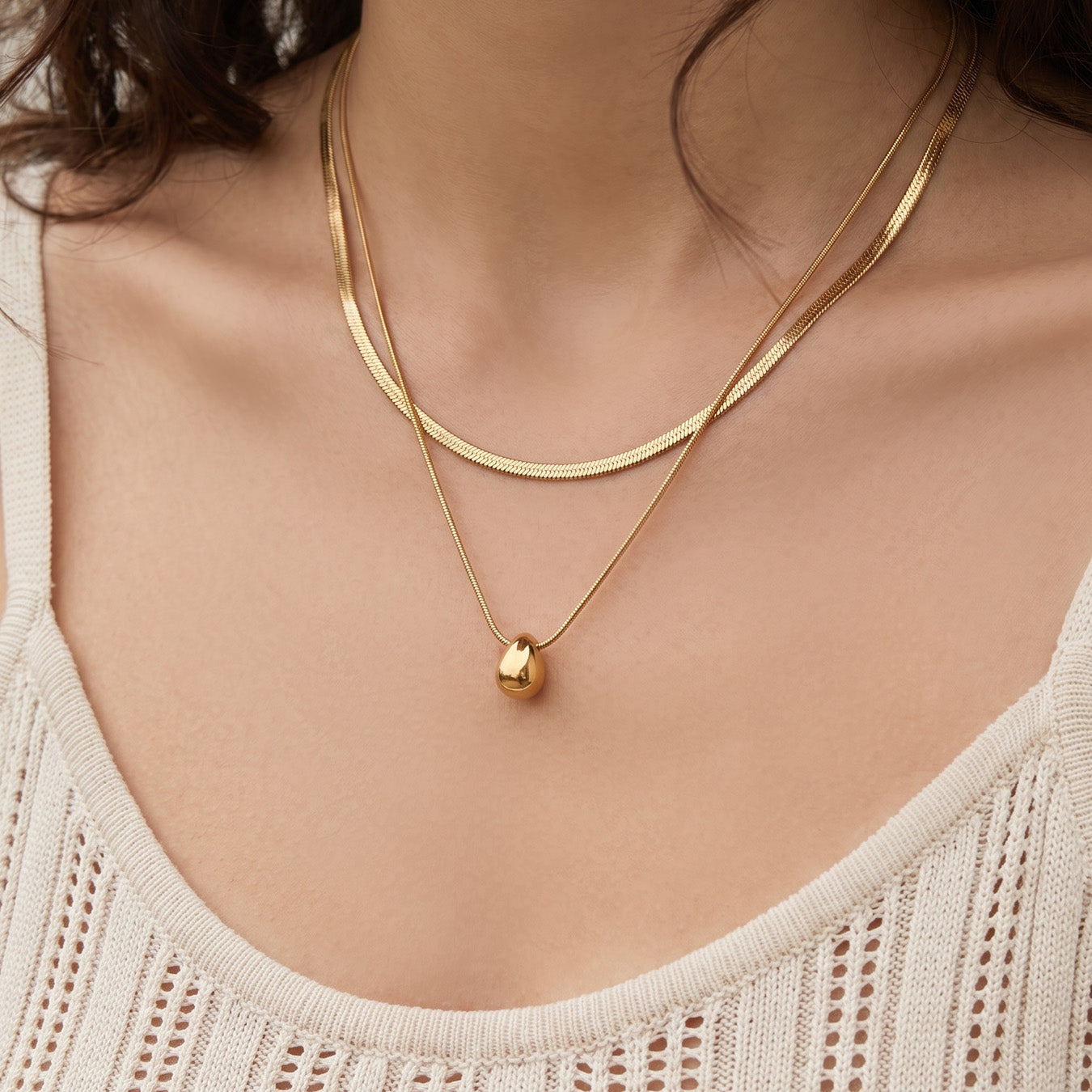316L Stainless Steel 18K PVD Gold Waterdrop Necklace made with 316L stainless steel and 18K PVD gold finish for wholesale jewelry buyers - image 8