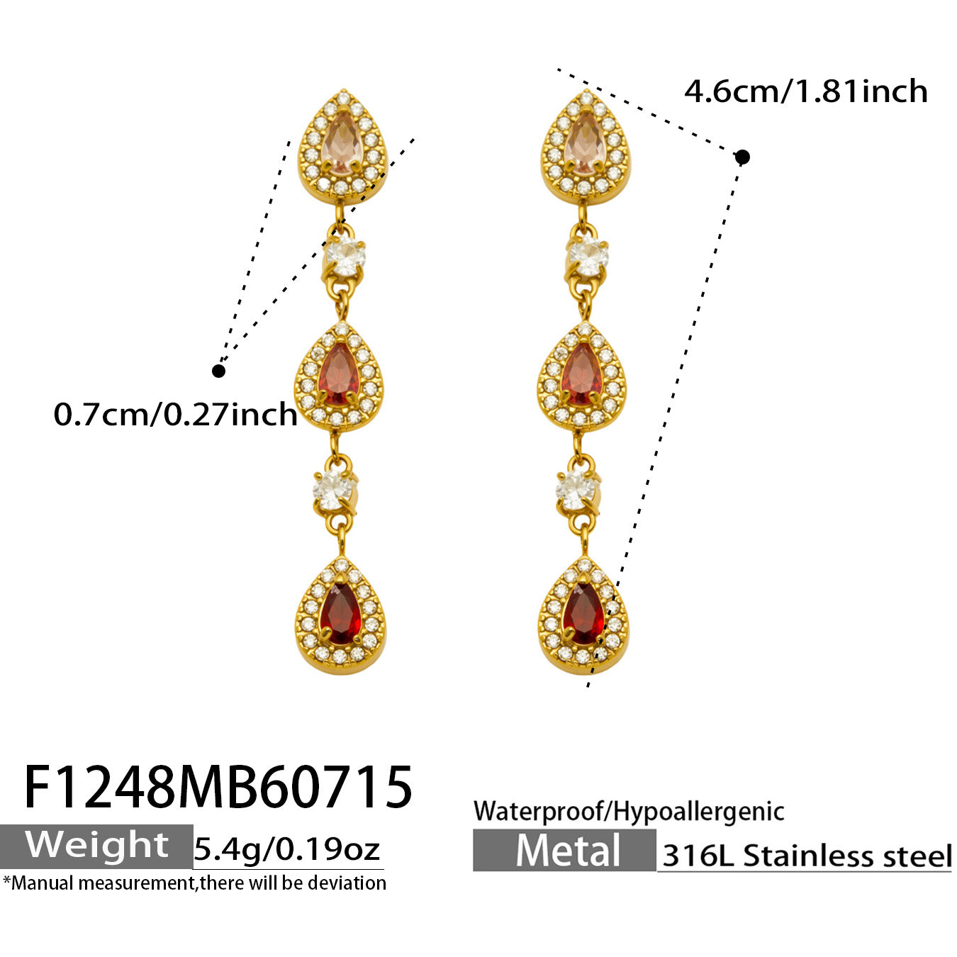 Vibrant green zircon waterdrop earrings in gold