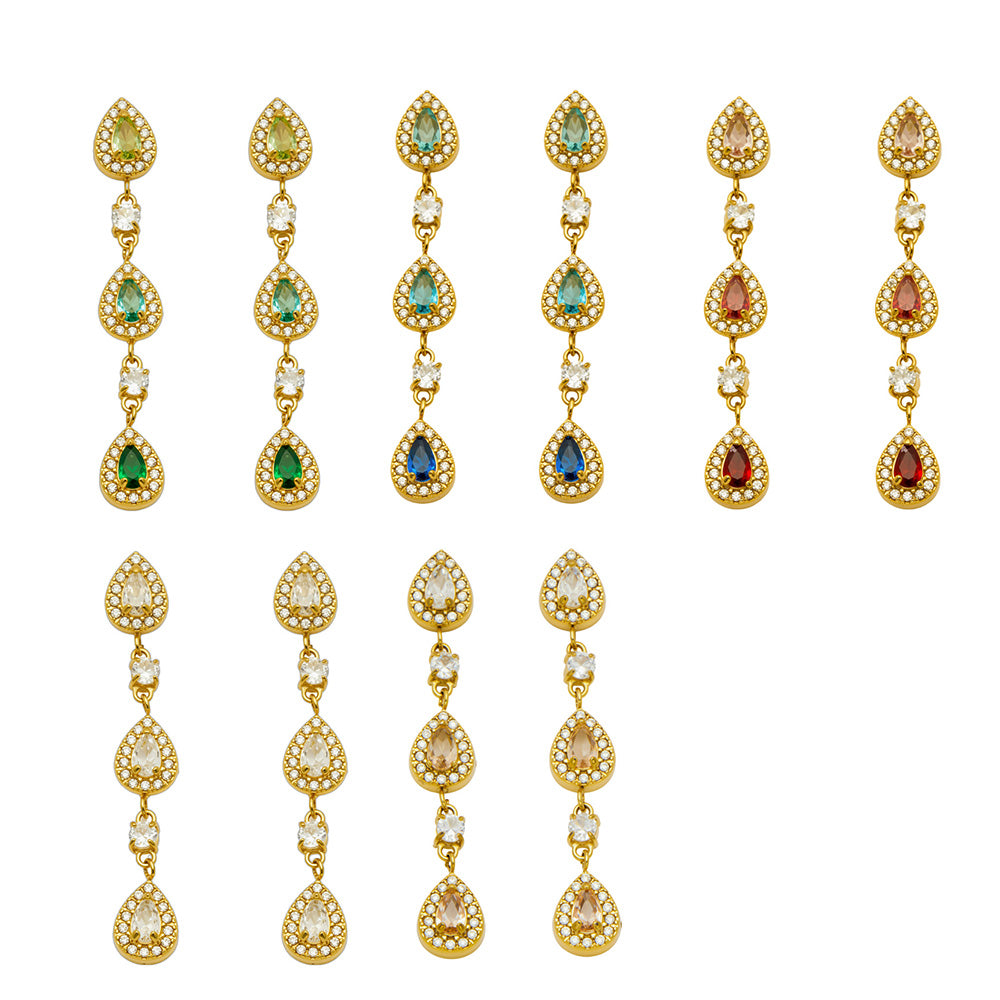 Chic champagne zircon waterdrop earrings in gold