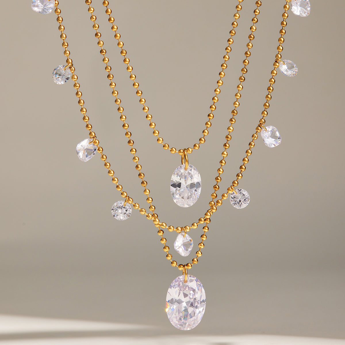 316L Stainless Steel 18K PVD Gold Waterdrop Zircon Pendant Necklace made with 316L stainless steel and 18K PVD gold finish for wholesale jewelry buyers - image 6