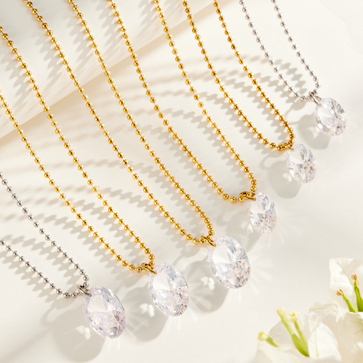 316L Stainless Steel 18K PVD Gold Waterdrop Zircon Pendant Necklace made with 316L stainless steel and 18K PVD gold finish for wholesale jewelry buyers - image 9