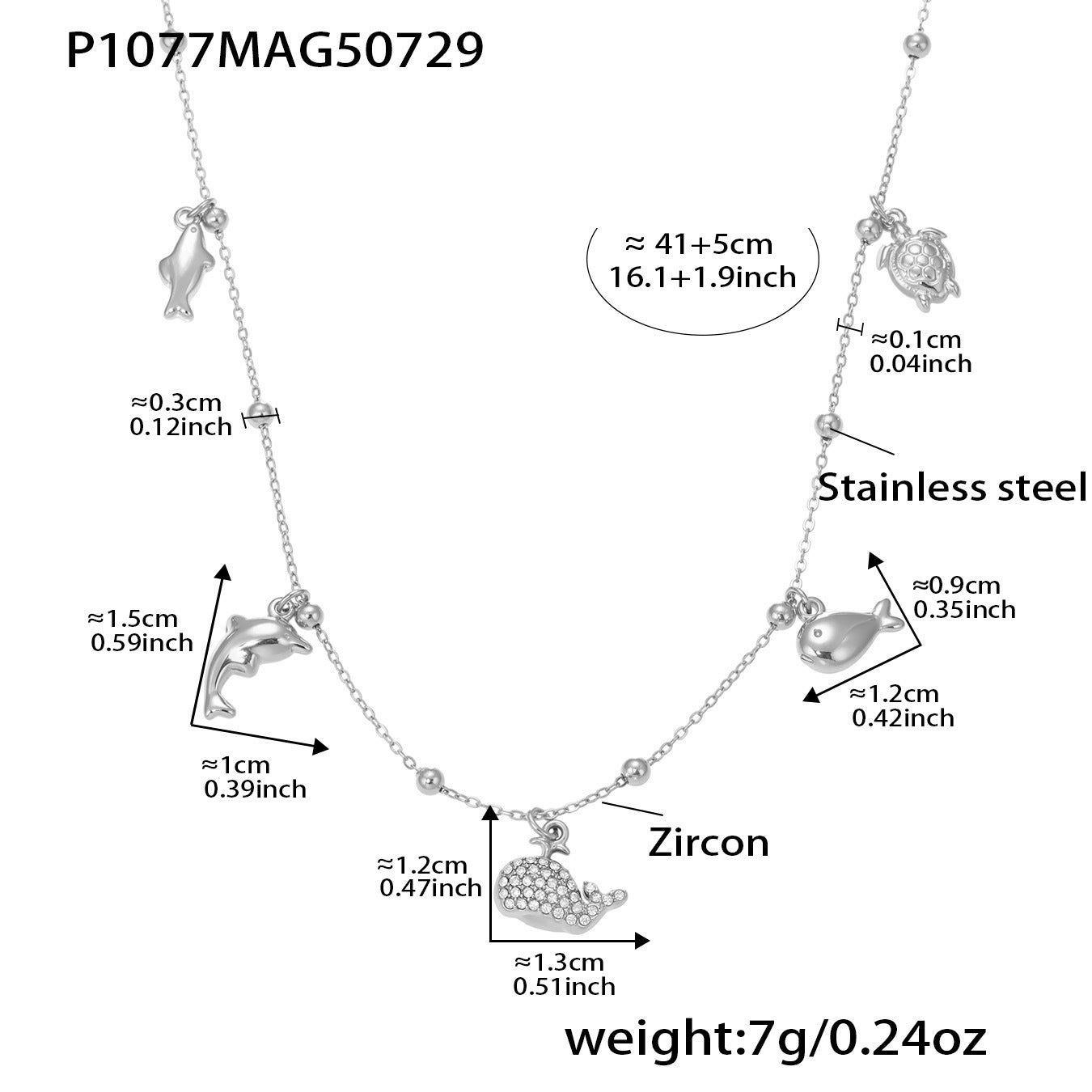 316L Stainless Steel Whale Tail & Arrow Heart DIY Collarbone Necklace - Image 4