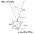 Steel / Heart Zircon Necklace 41+5cm